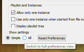 select all in settings